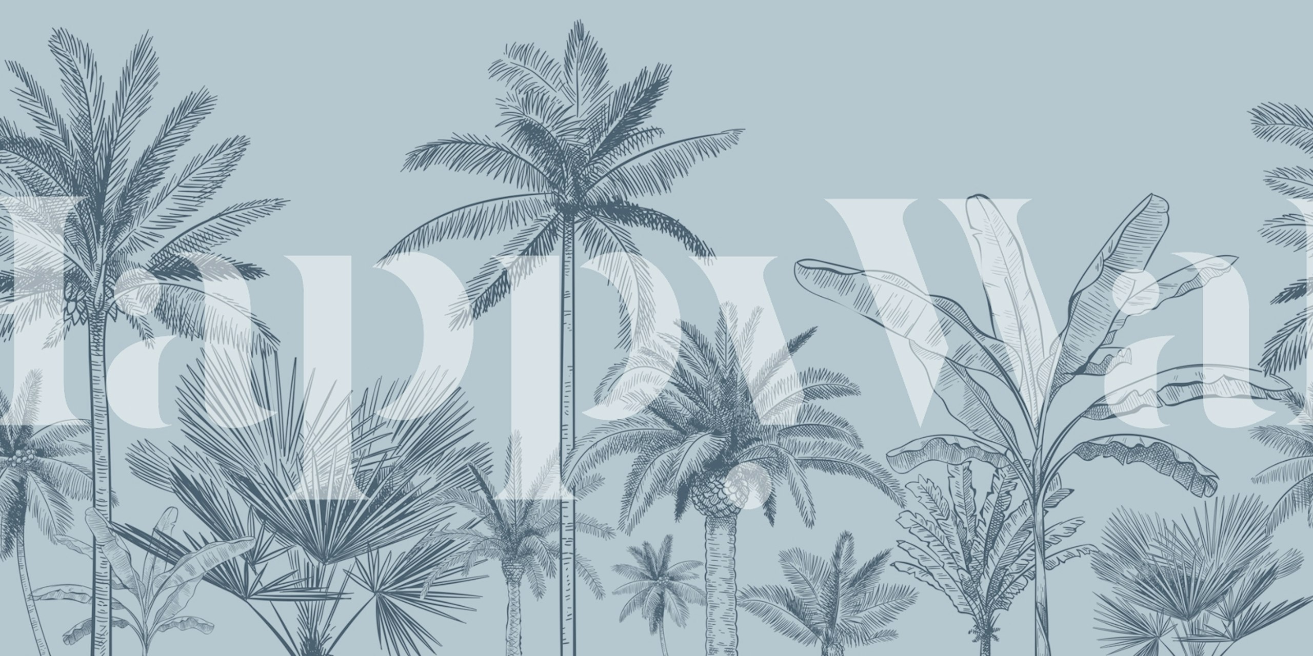 Design Tapety Tree Palms Blue V Místnosti