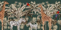 TREE ANIMALS GREEN behang