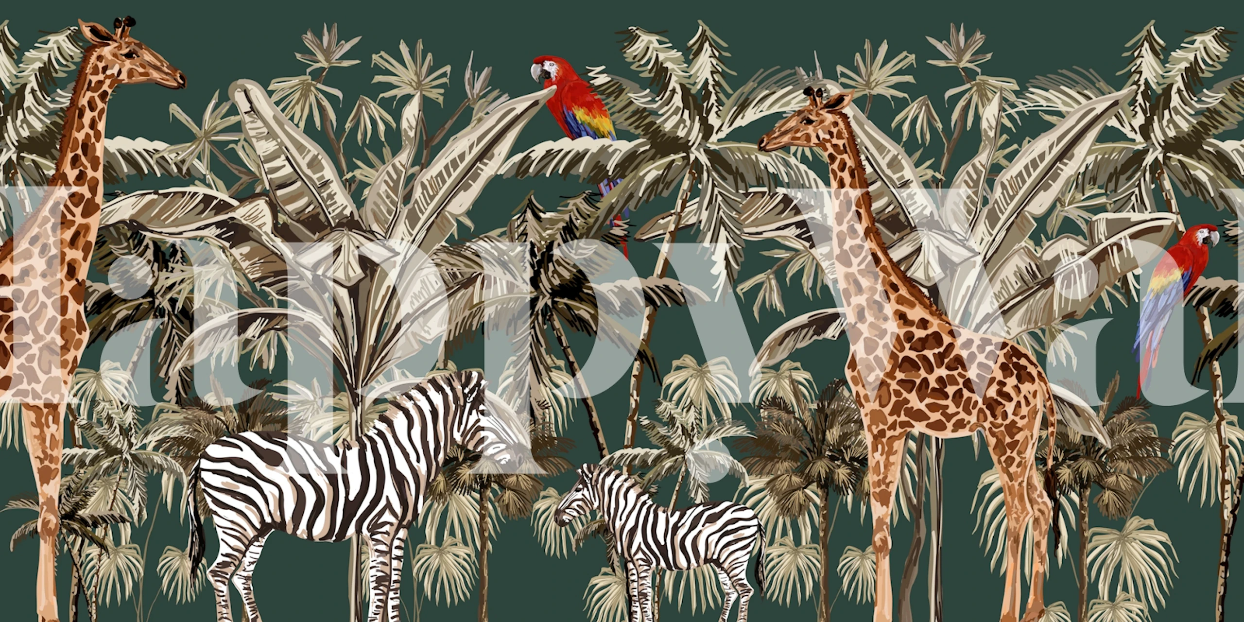 Tree animals wallpaper in a room