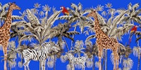 TREE ANIMALS BLUE behang