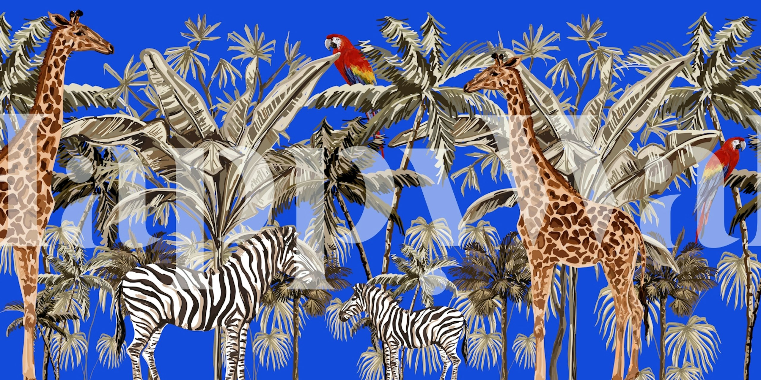 Tree animals wallpaper with blue background