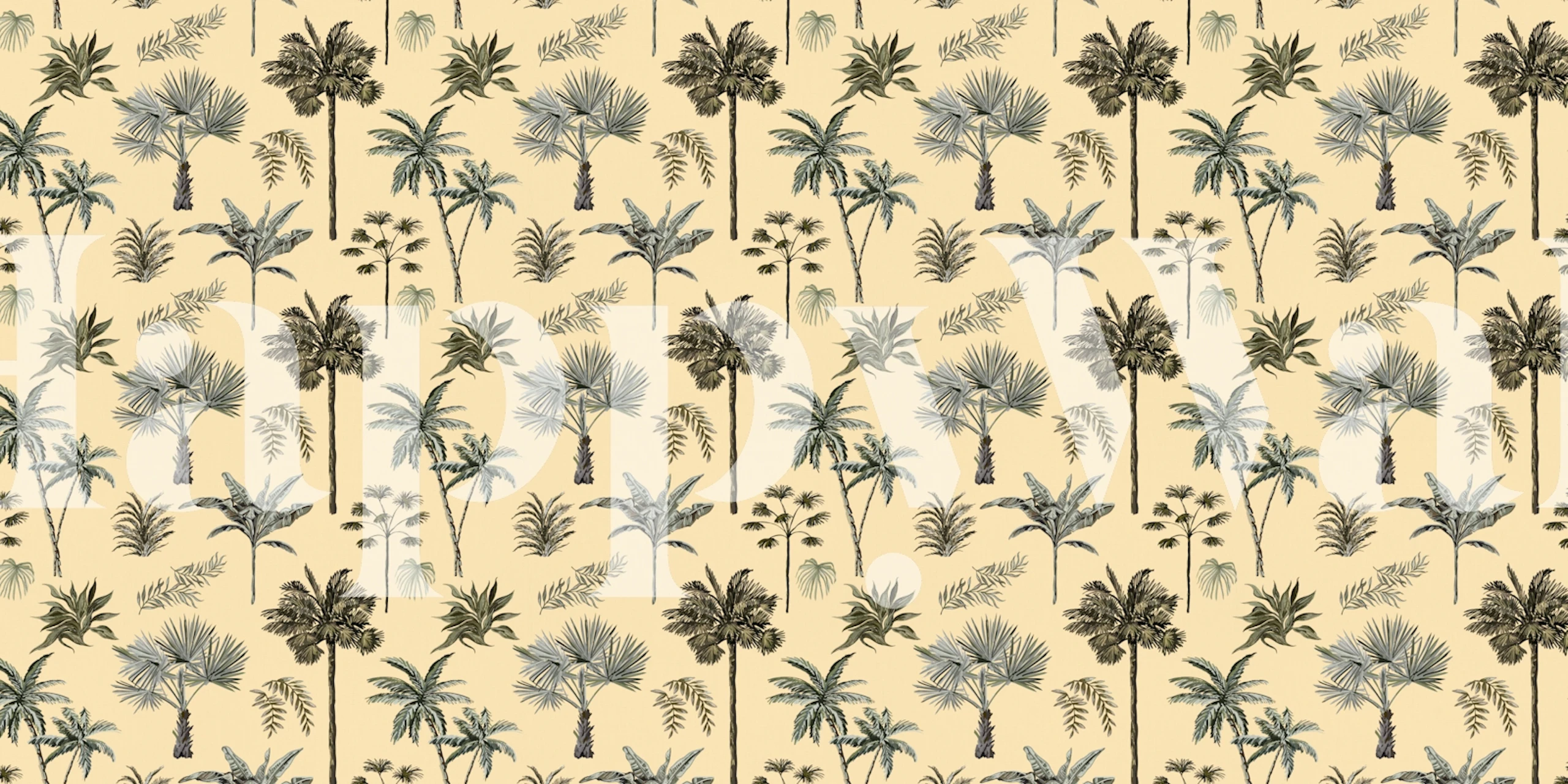 Mural Tree Pattern Yellow Με Μπλε Λεπτομέρειες Για Εσωτερική Διακόσμηση.