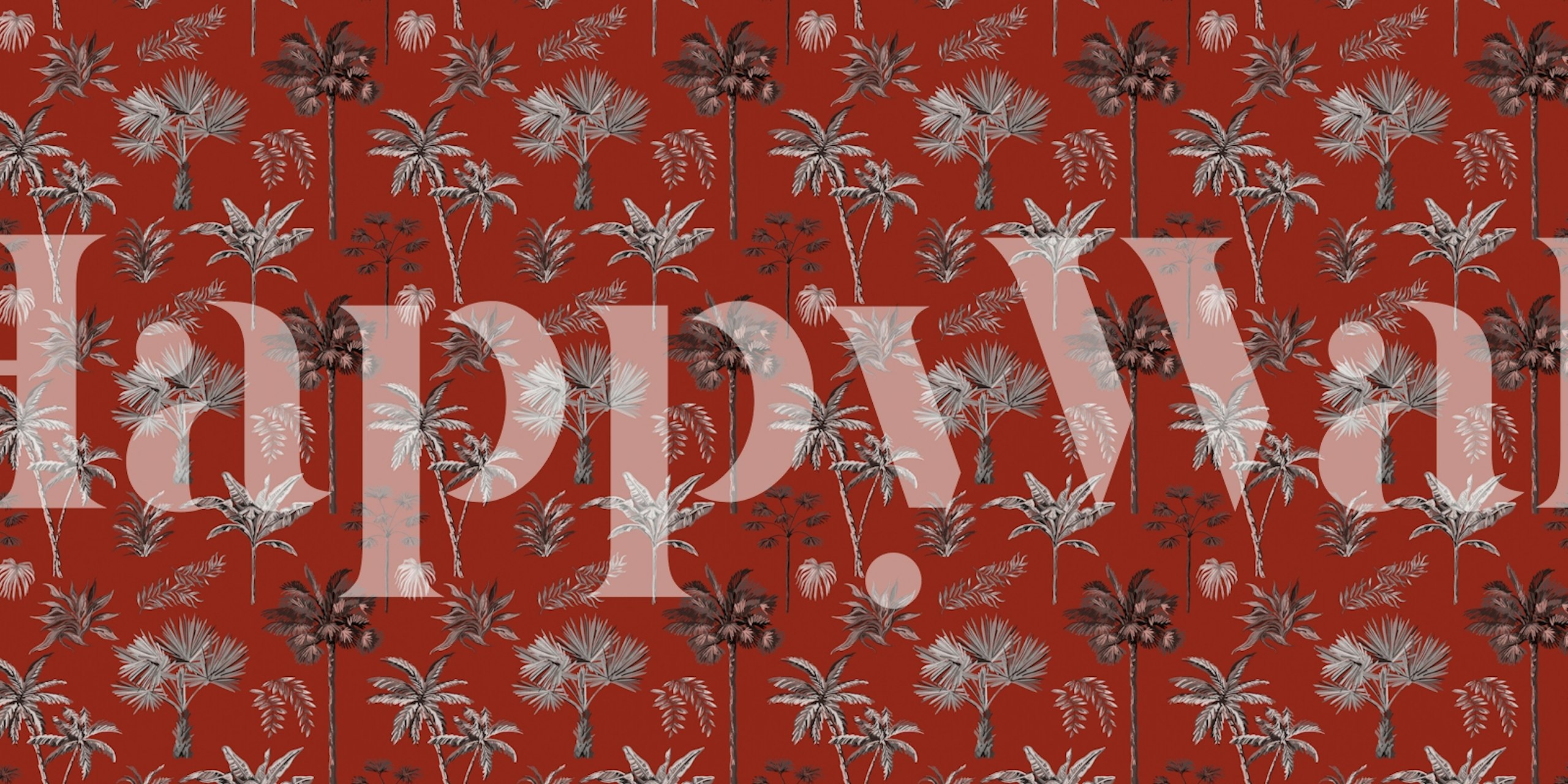 Traditional Indian tree pattern wall mural with red background and silver floral designs