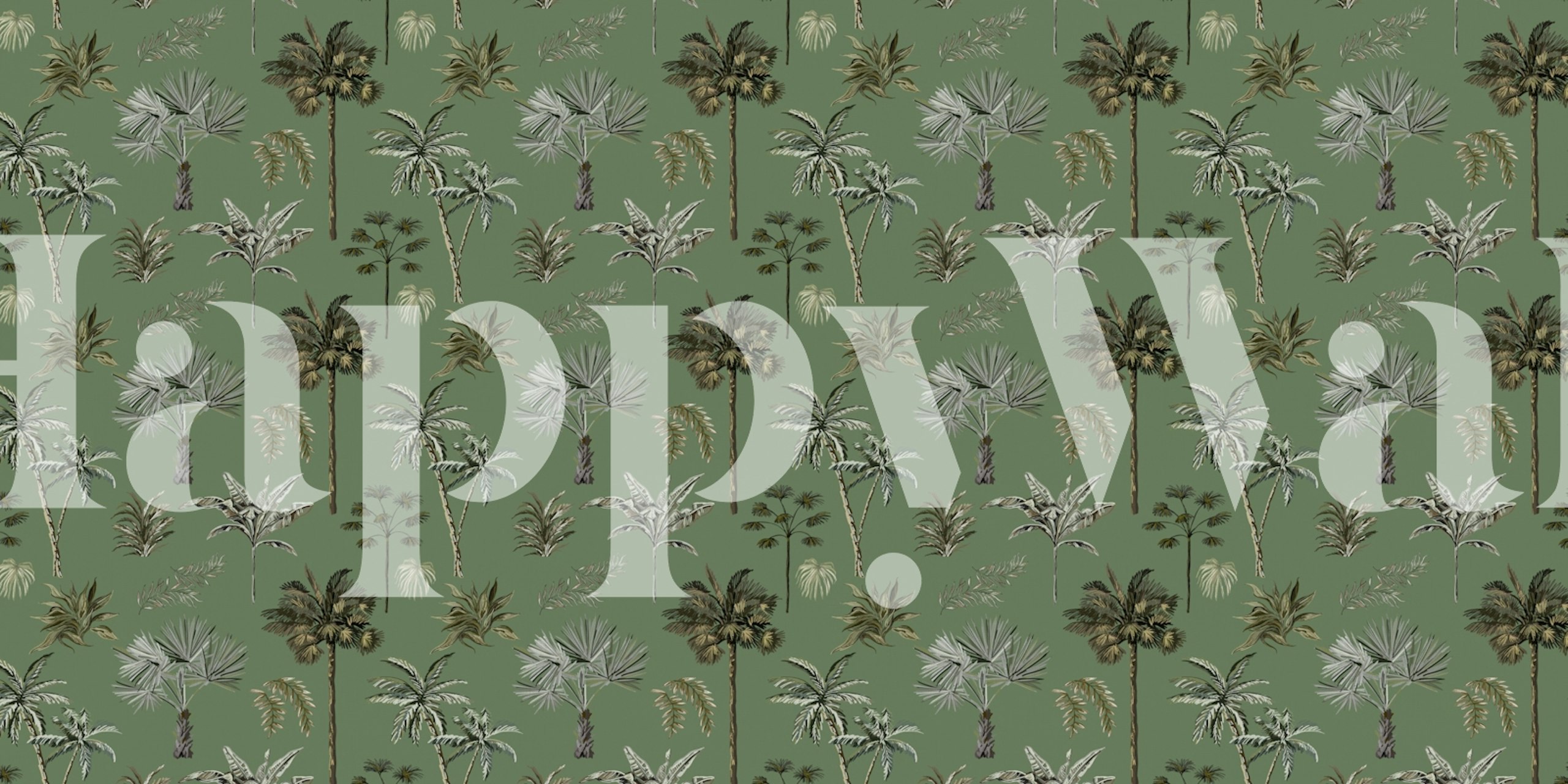 Tree pattern green wallpaper in a room setting