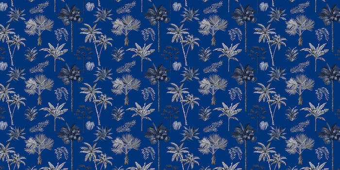 Blue Tropical Leaf Wallpaper for Bedroom