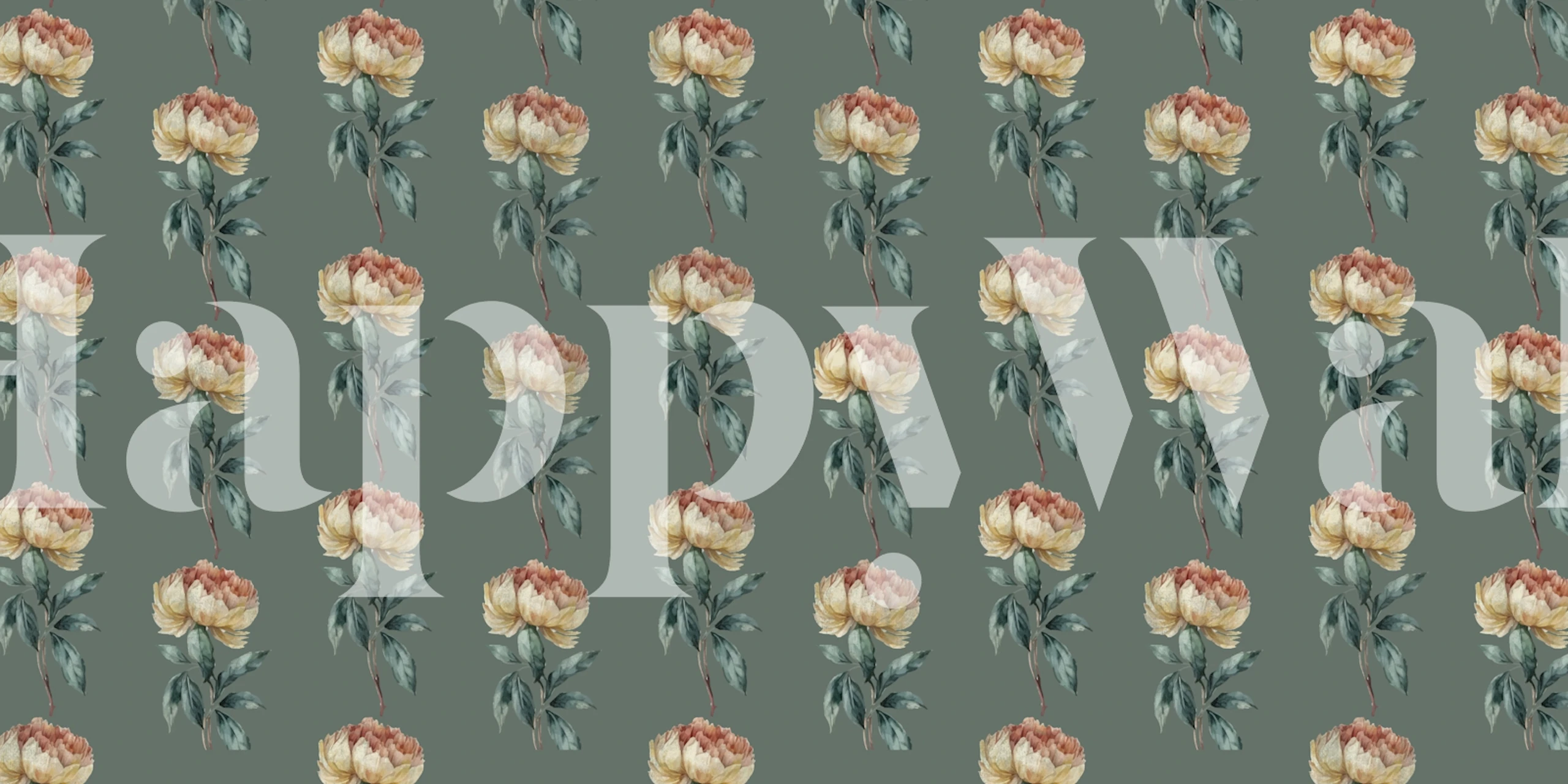 Vintage rose mønster på grønn tapetdesign