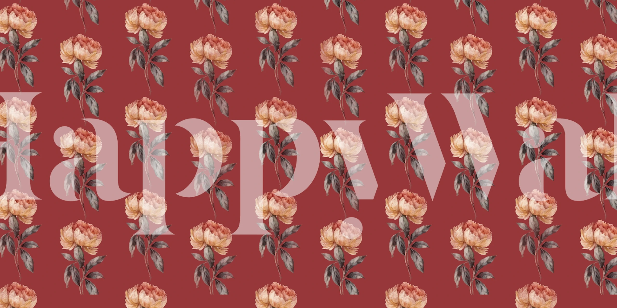 Vintage floral rose pattern in red wallpaper