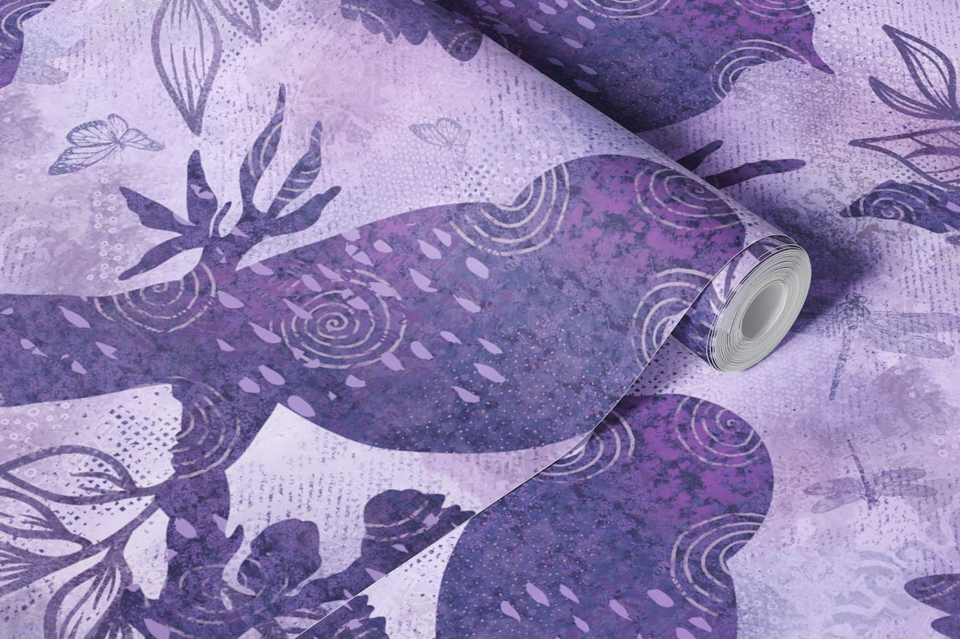 Bird Silhouette on Purple wallpaper roll