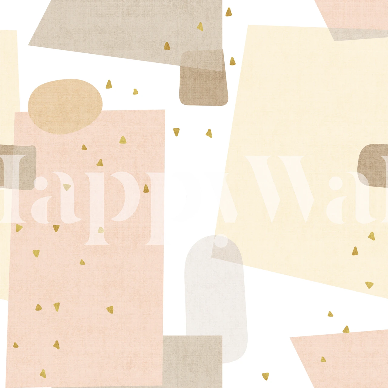 Abstract confetti pattern in tan, soft pink, and beige wallpaper