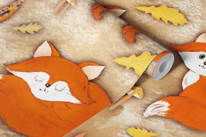 Autumn Pattern with Foxes 1wallpaper roll