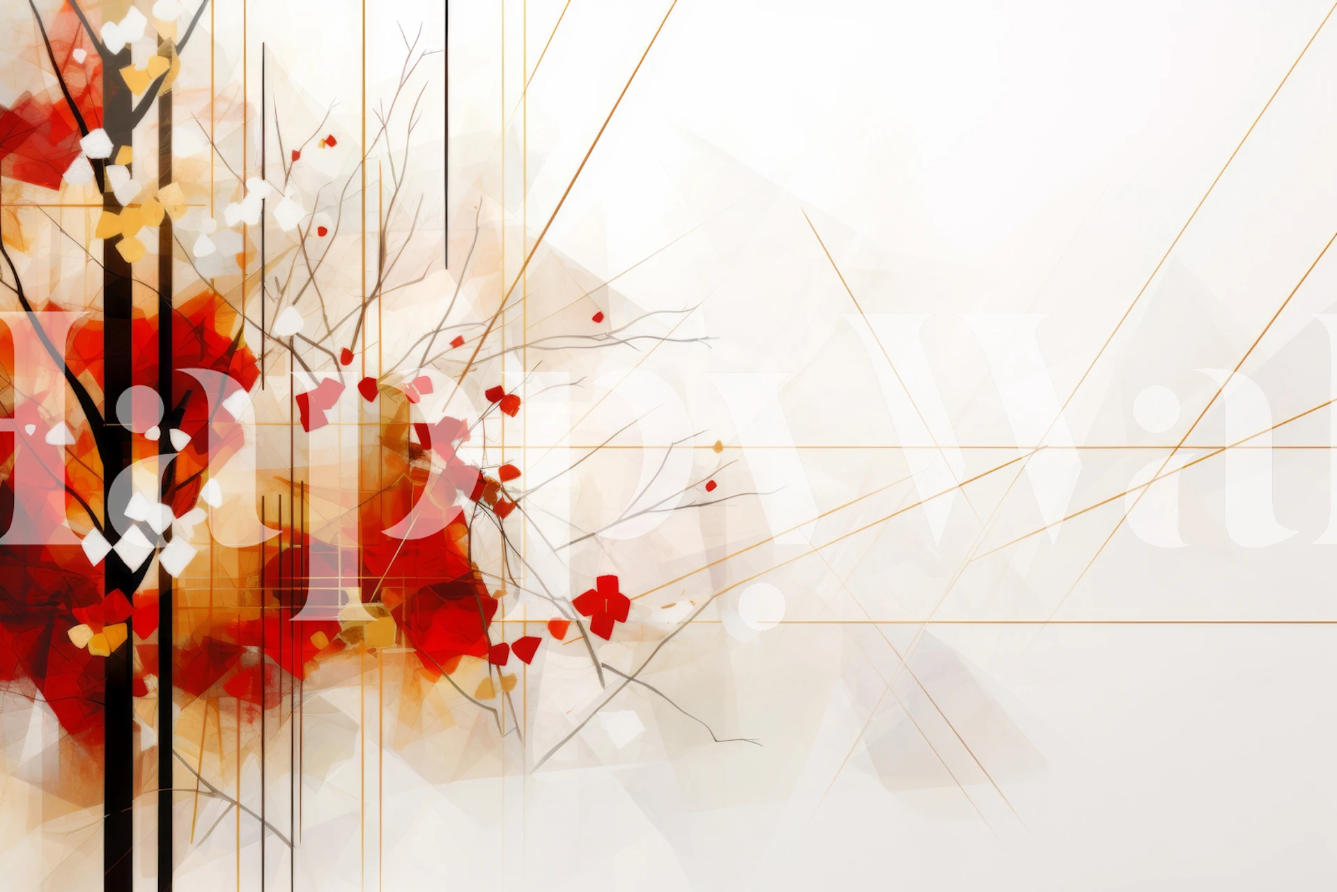 Geometric Art Autumn Roadside Trees Tapetti Esitetty Huoneessa