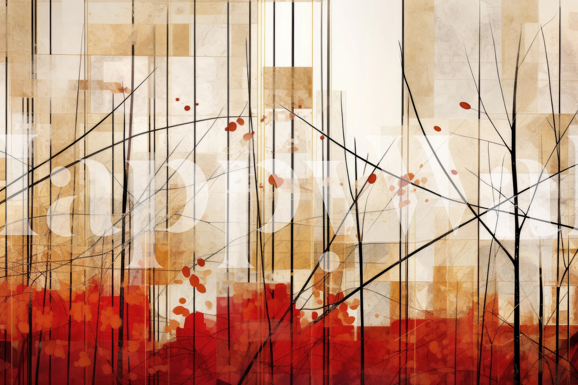 Geometric Art Autumn Wood Tapetdesign