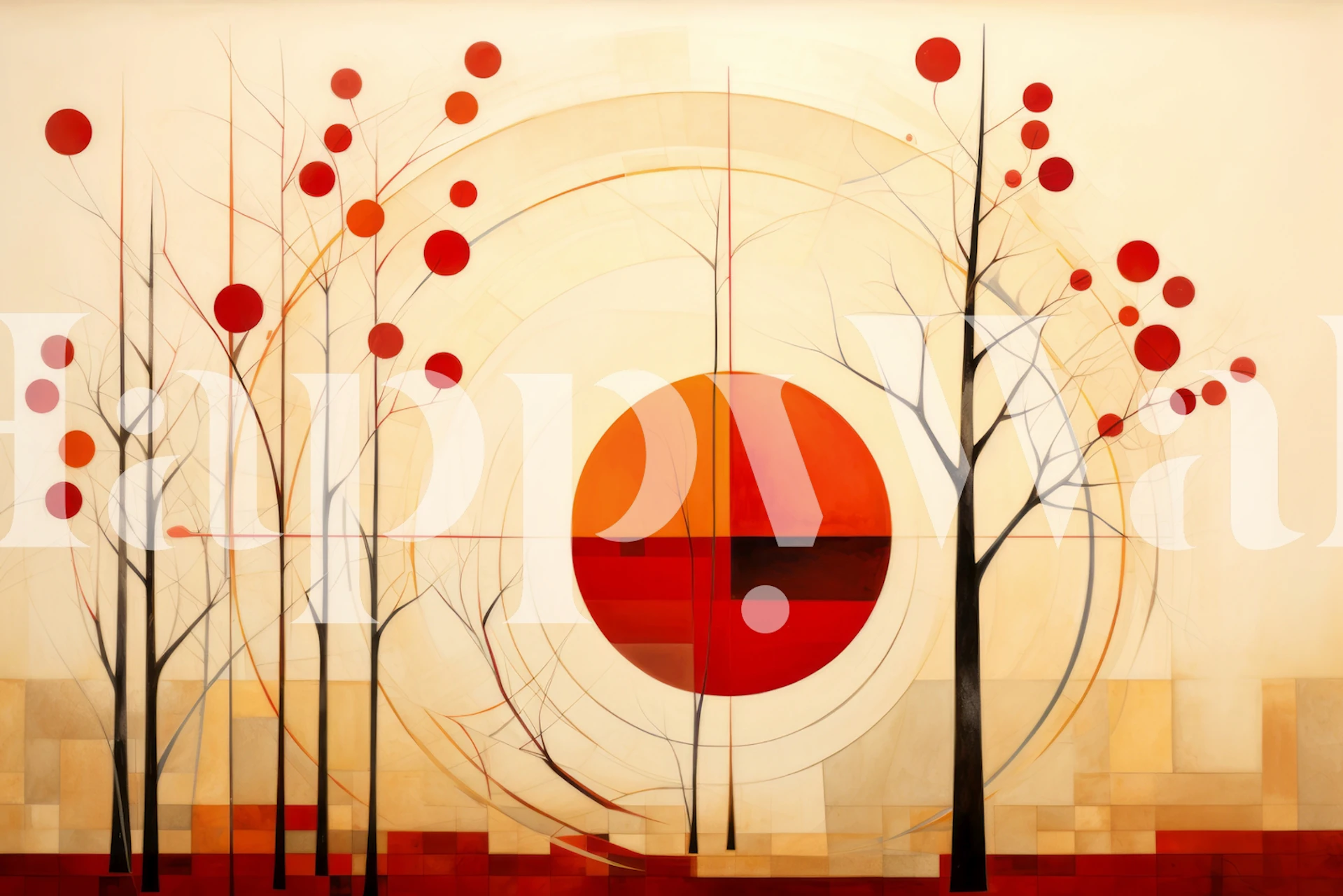 Geometric Art Autumn Sun Wallpaper In Een Kamer