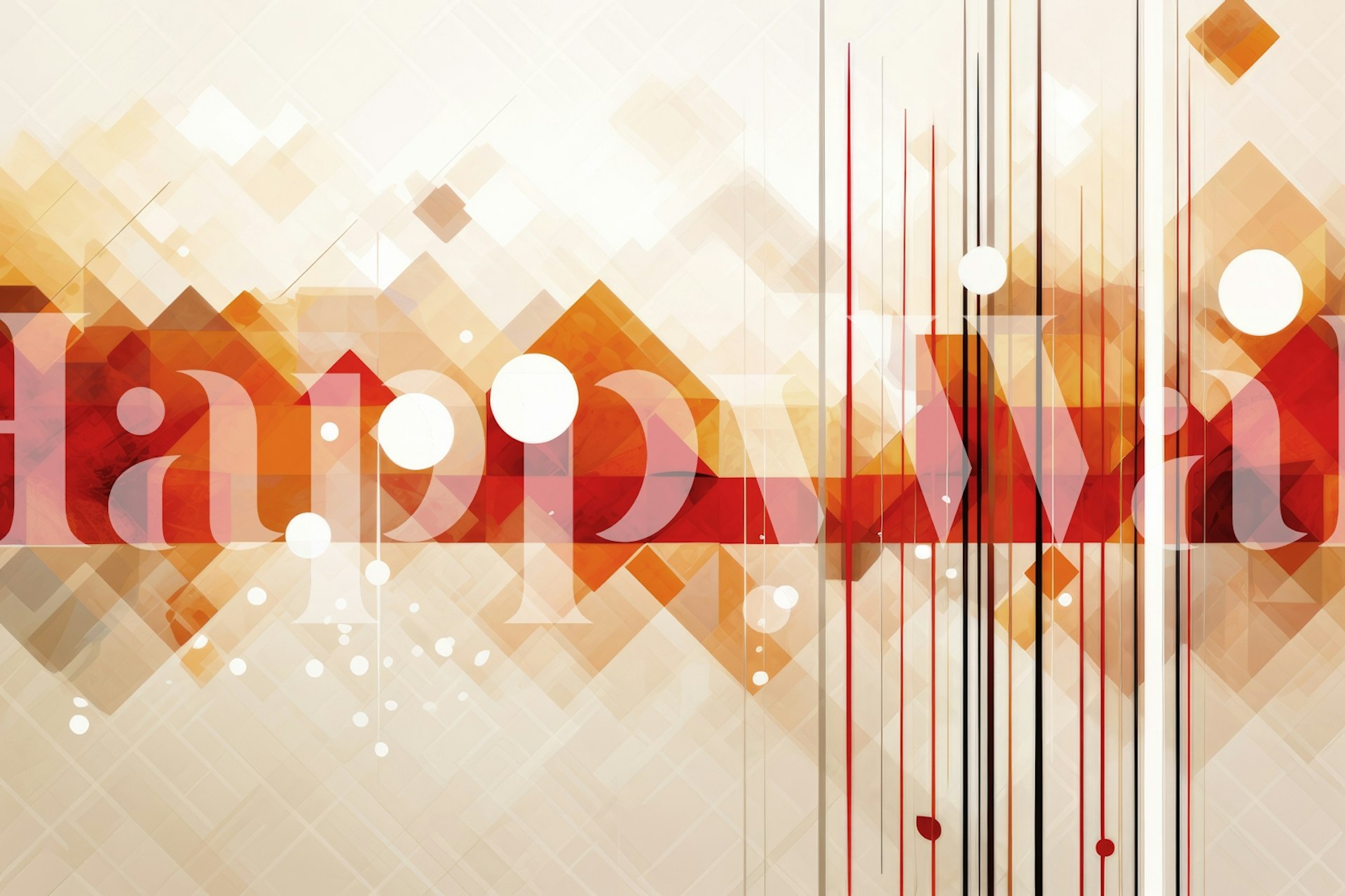 Abstrakcyjna geometryczna fototapeta z jesiennymi tonami i górskimi kształtami