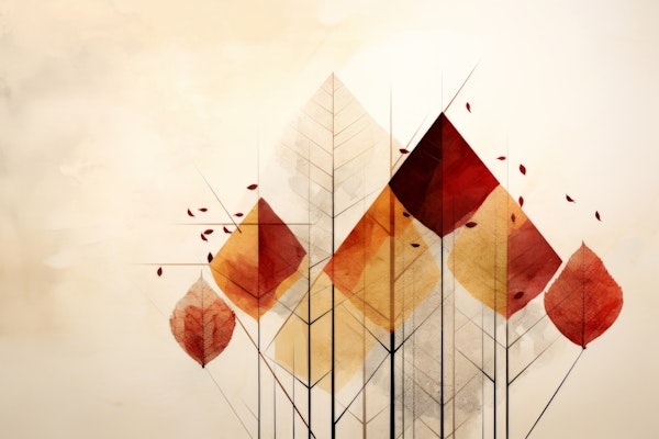 Geometric Art AUTUMN Red leaves