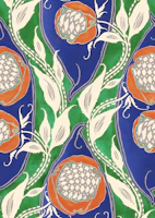 Samarkande cobalt blue jade green orange tapete