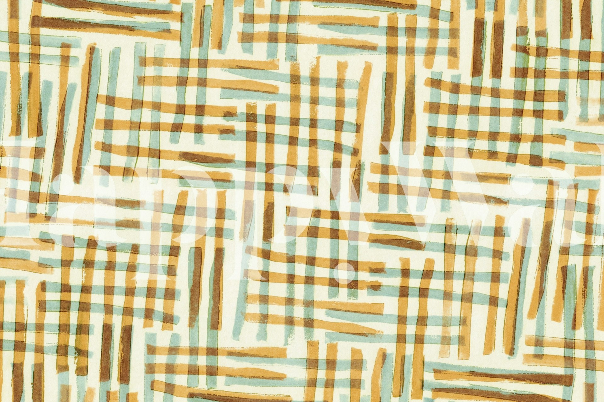 Abstract linocut pattern wallpaper in room