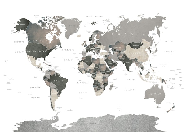 Map of the World Muted Tones
