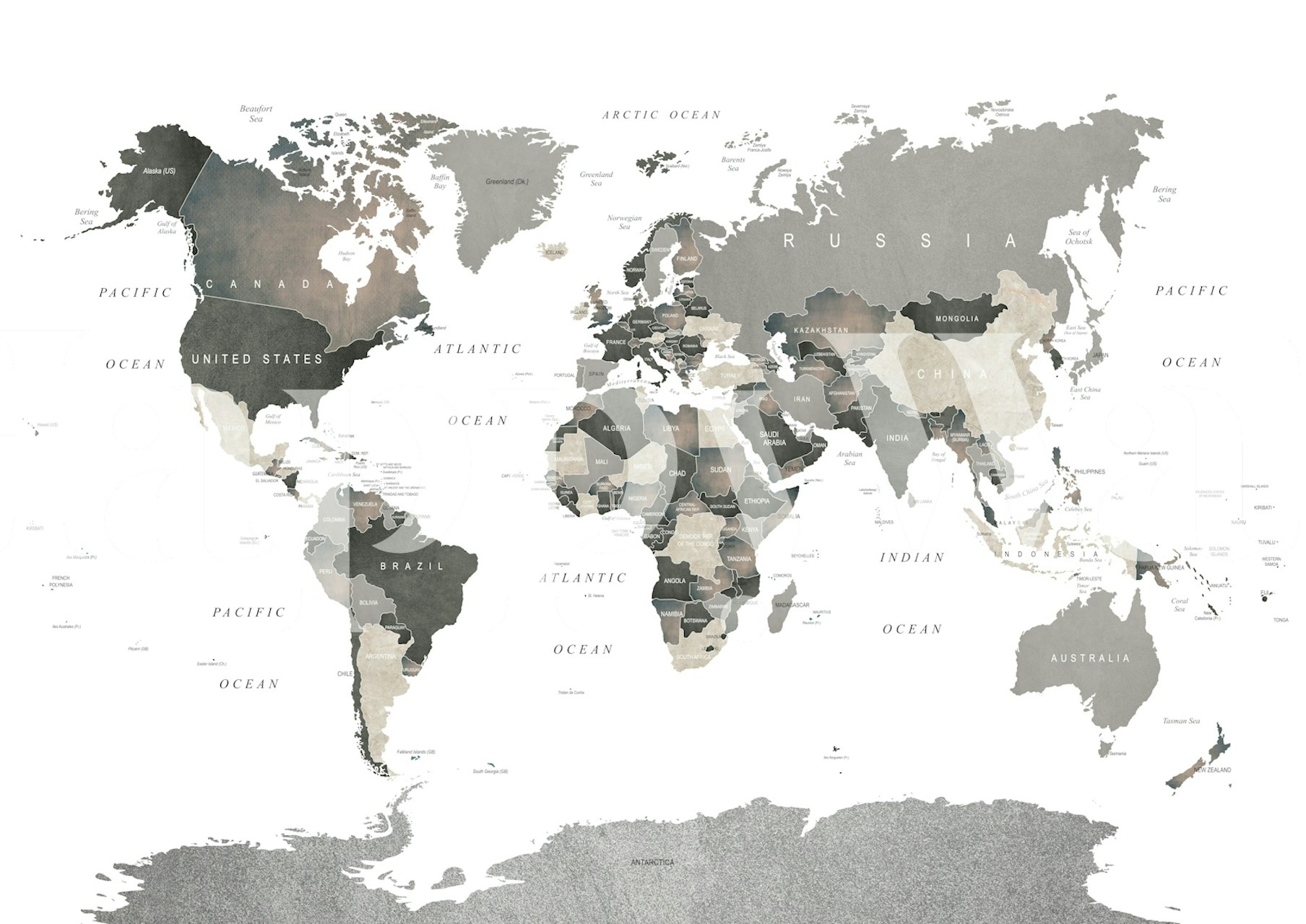 Buy Map of the World Muted Tones Wallpaper - Happywall