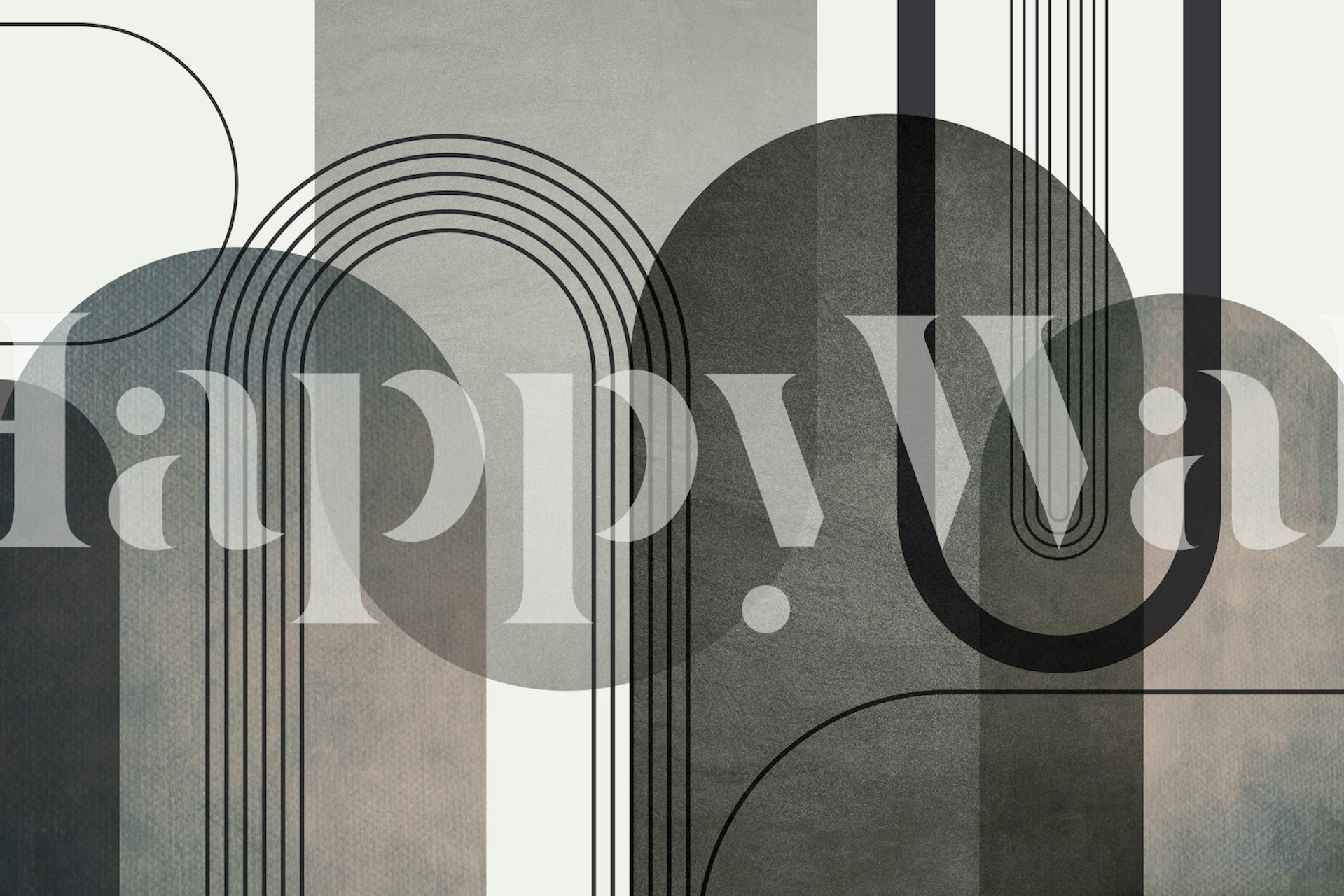 Moderne abstrakt bueveggmaleri i dempede toner.