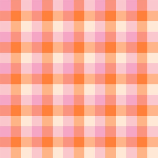 Pastel pink and orange gingham