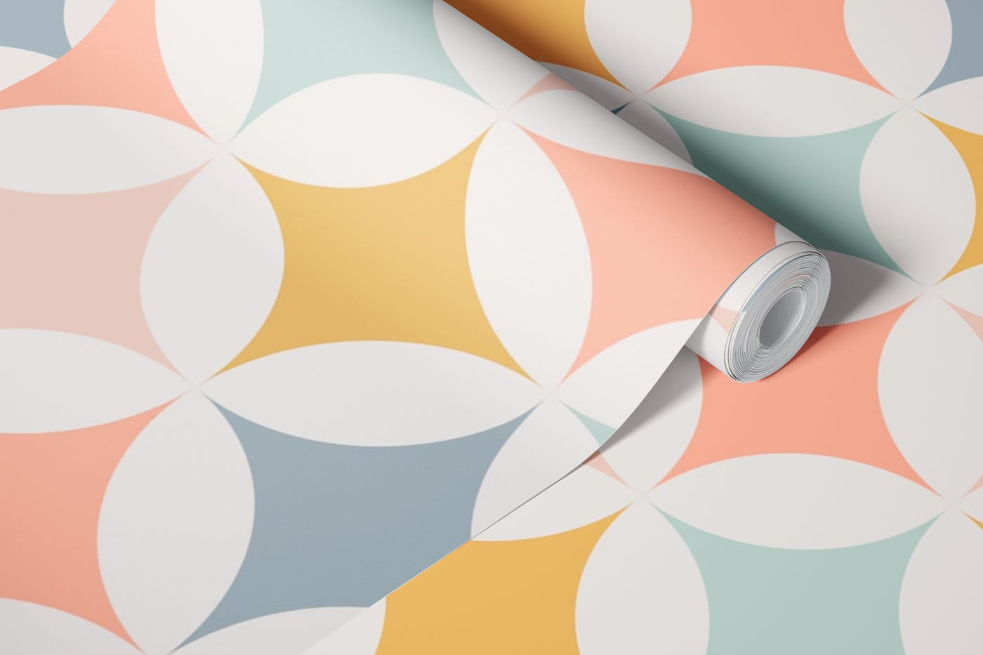 Mid century retro shapes wallpaper roll