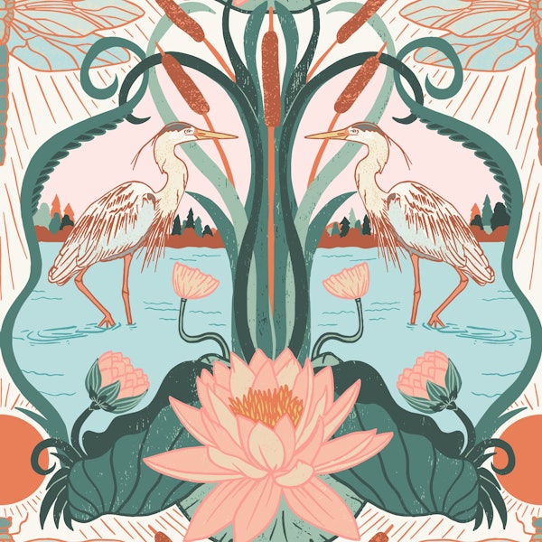 Lake Herons and Dragonflies