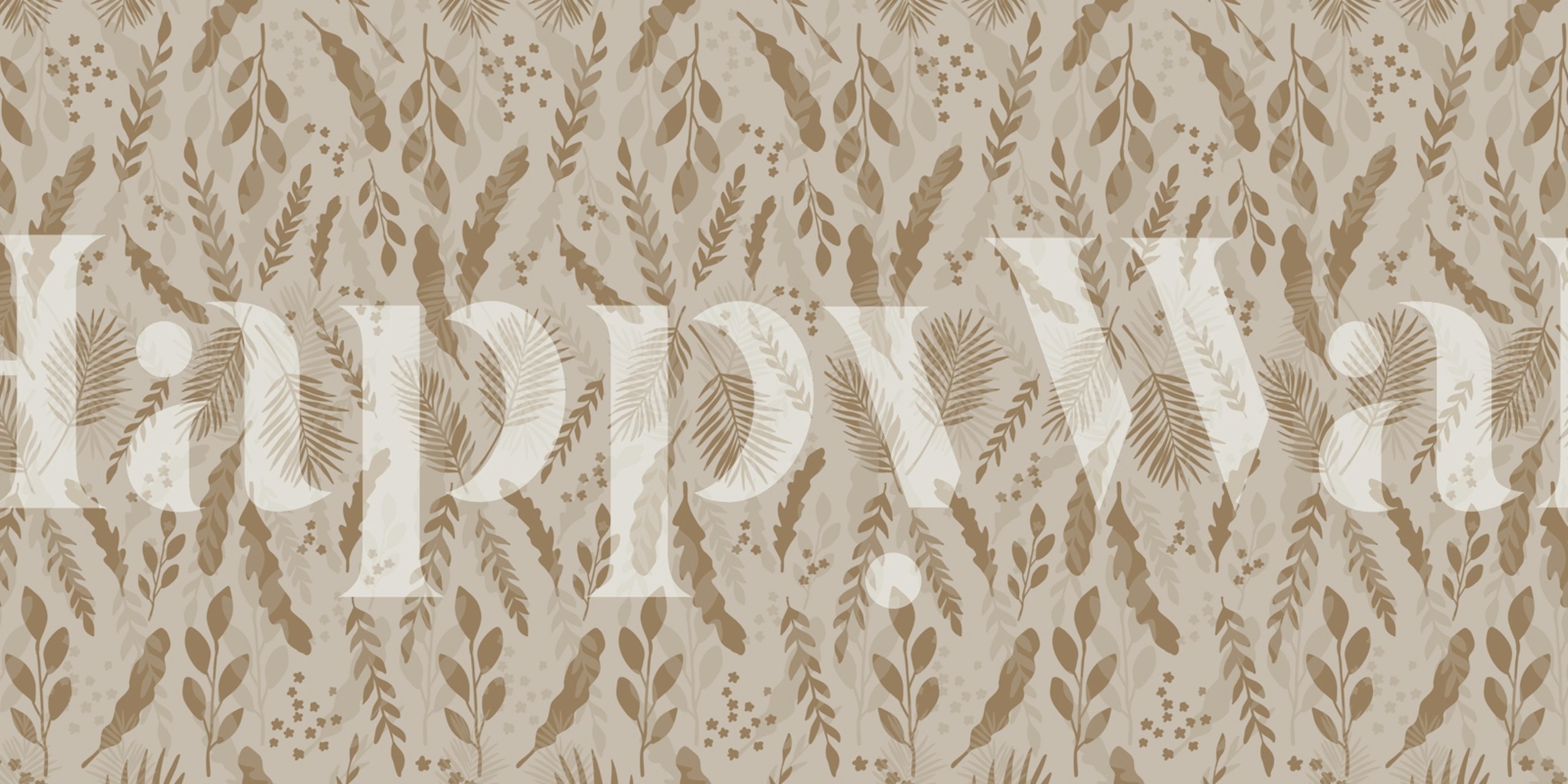 Botanical leaf pattern in beige tones wallpaper