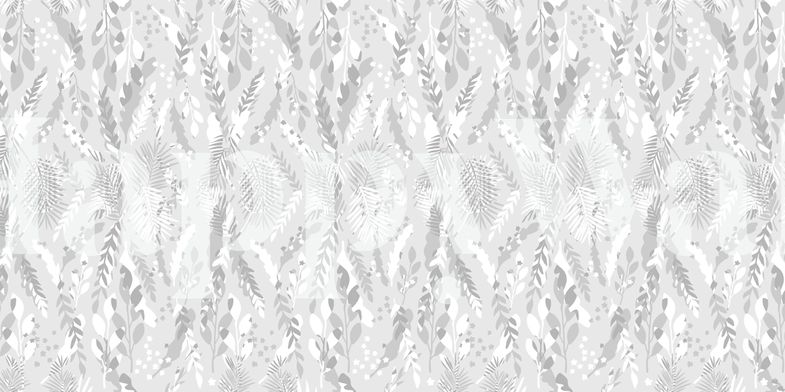 Wild botanical concrete wallpaper in a room