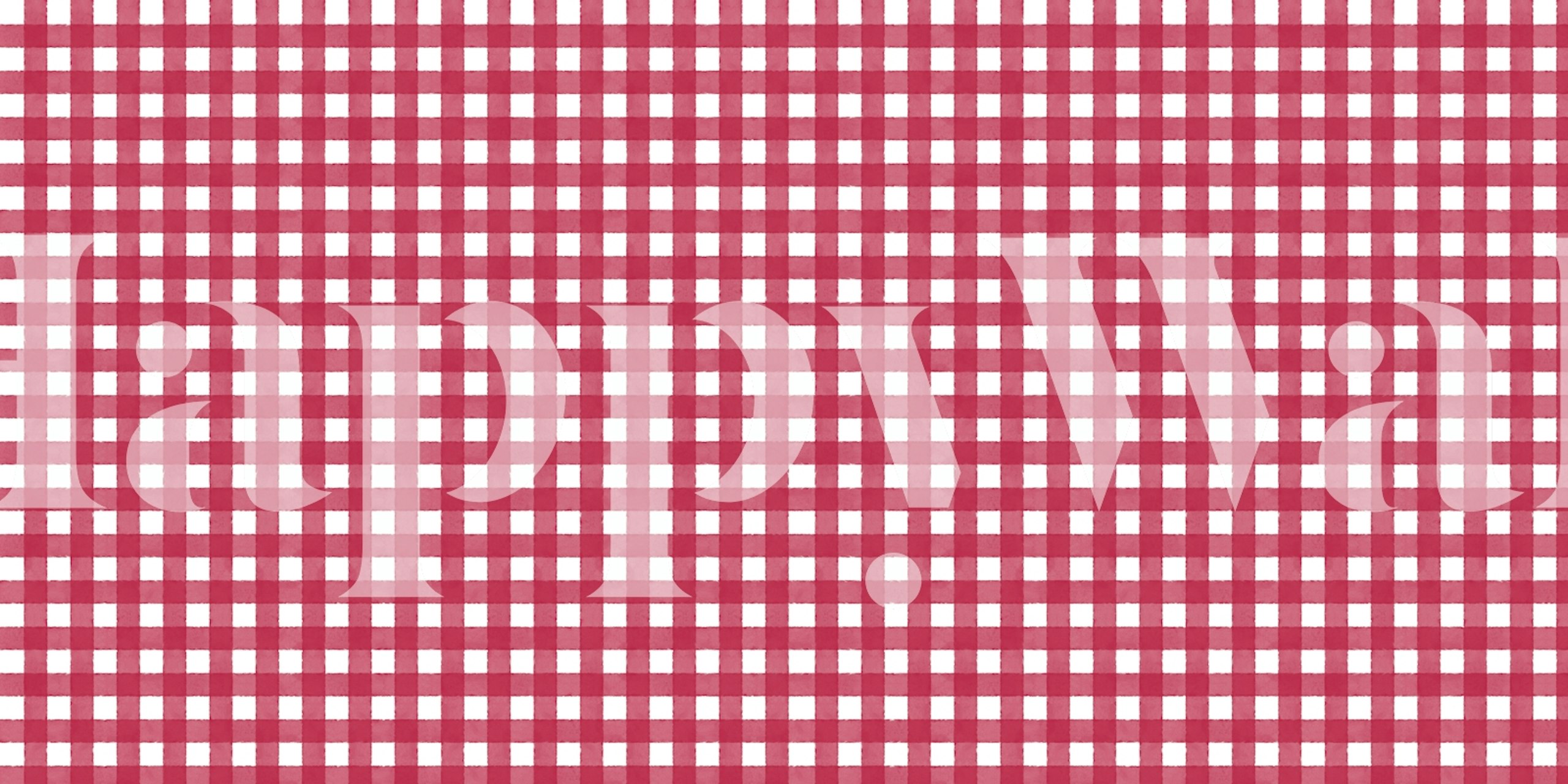 Red and white gingham check pattern wallpaper