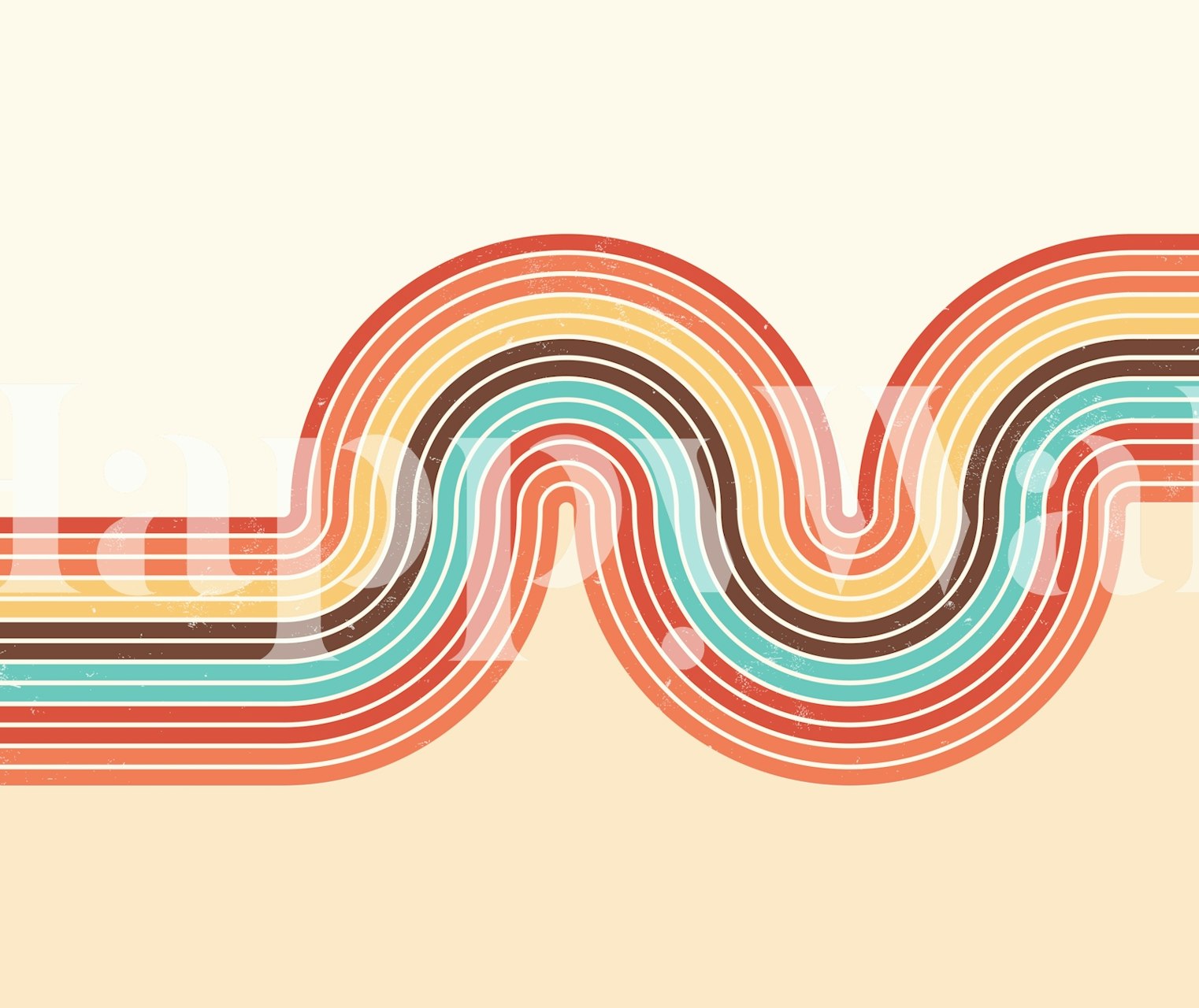 Retro Curvey Lines wallpaper in a room