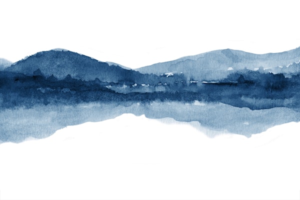 Watercolor landscape Blue I