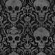 Dark Gothic Elegance Skull Damask Pattern Black Grey