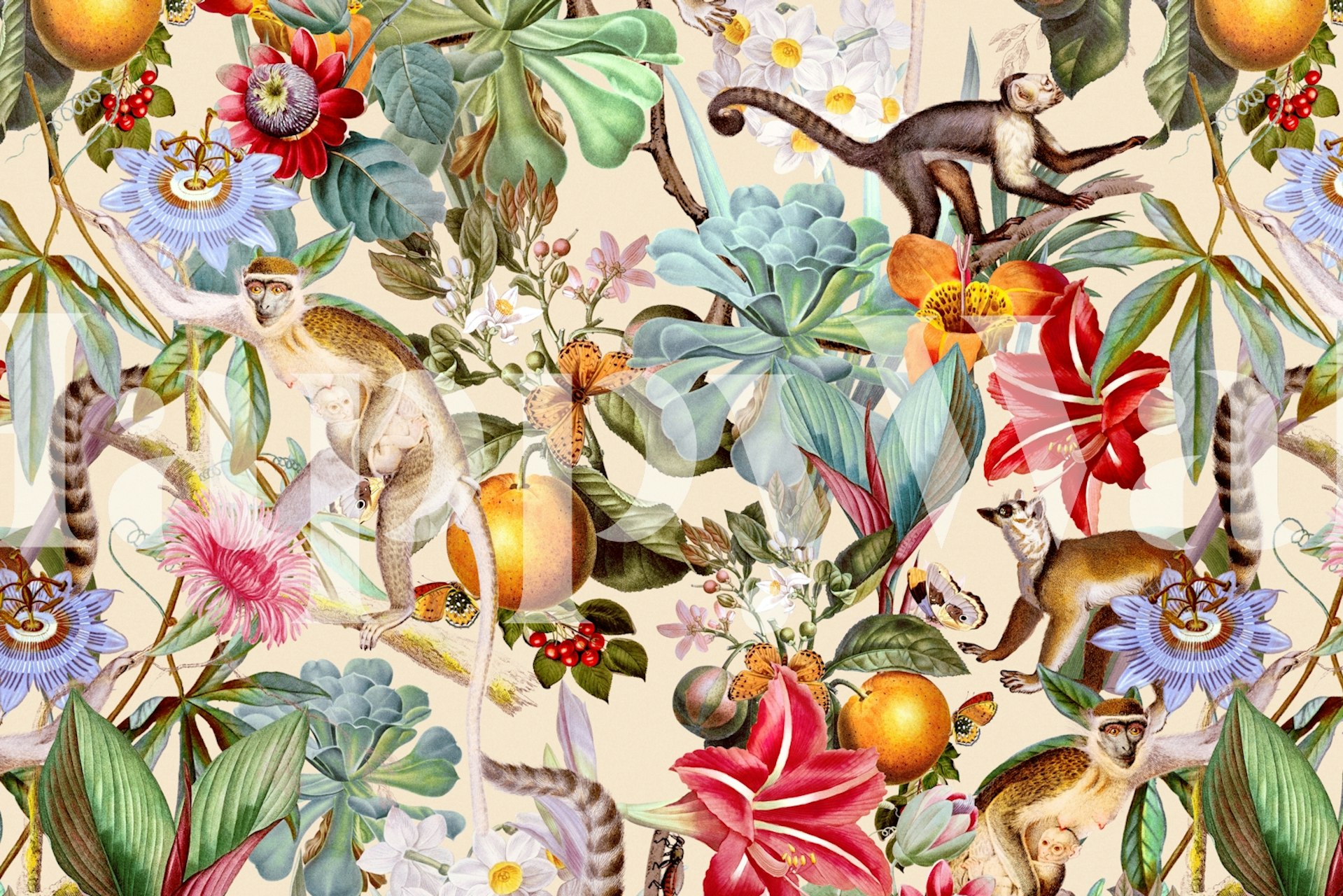 Animal and Floral Pattern Wallpaper - Buy Online | Happywall