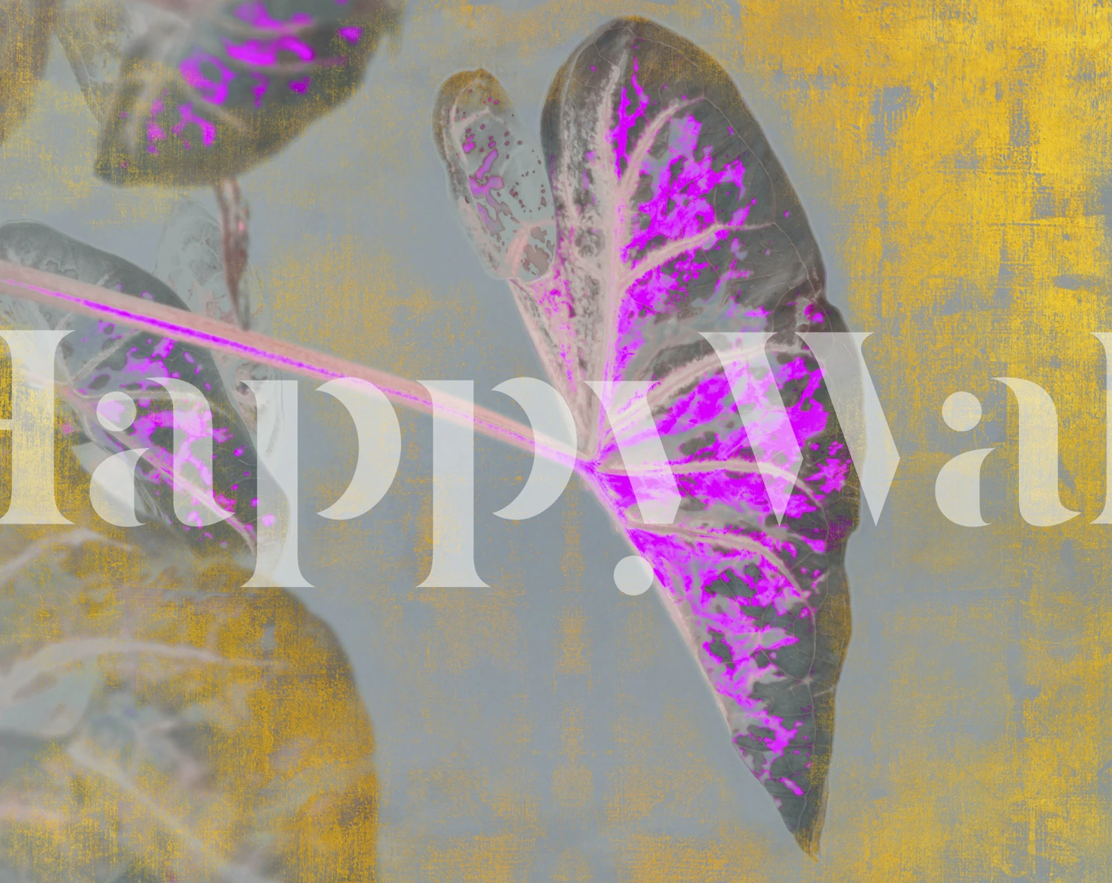 Papel de parede design Magenta Leaf em um quarto