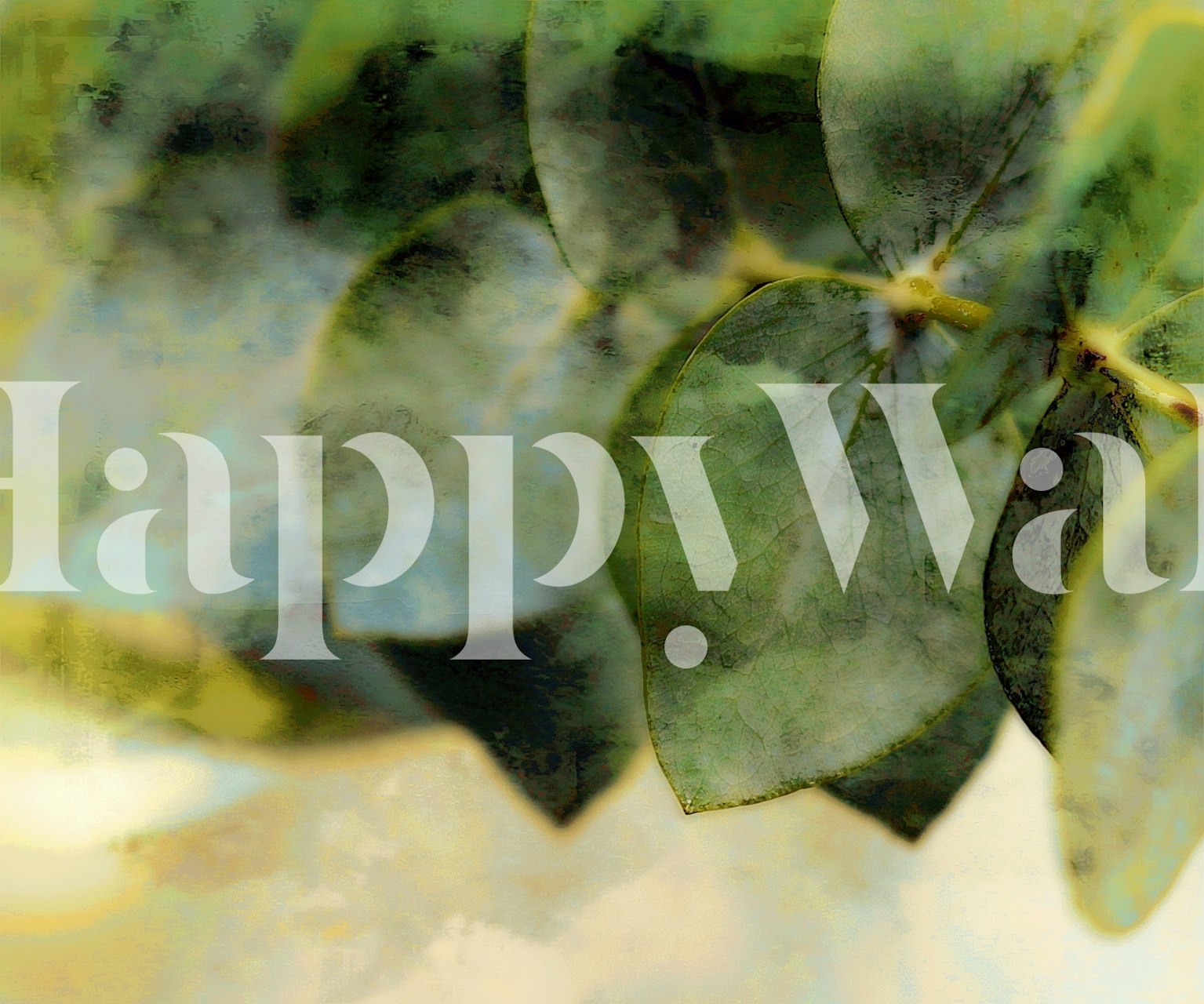 Soft grunge wallpaper featuring muted green leaves and textures