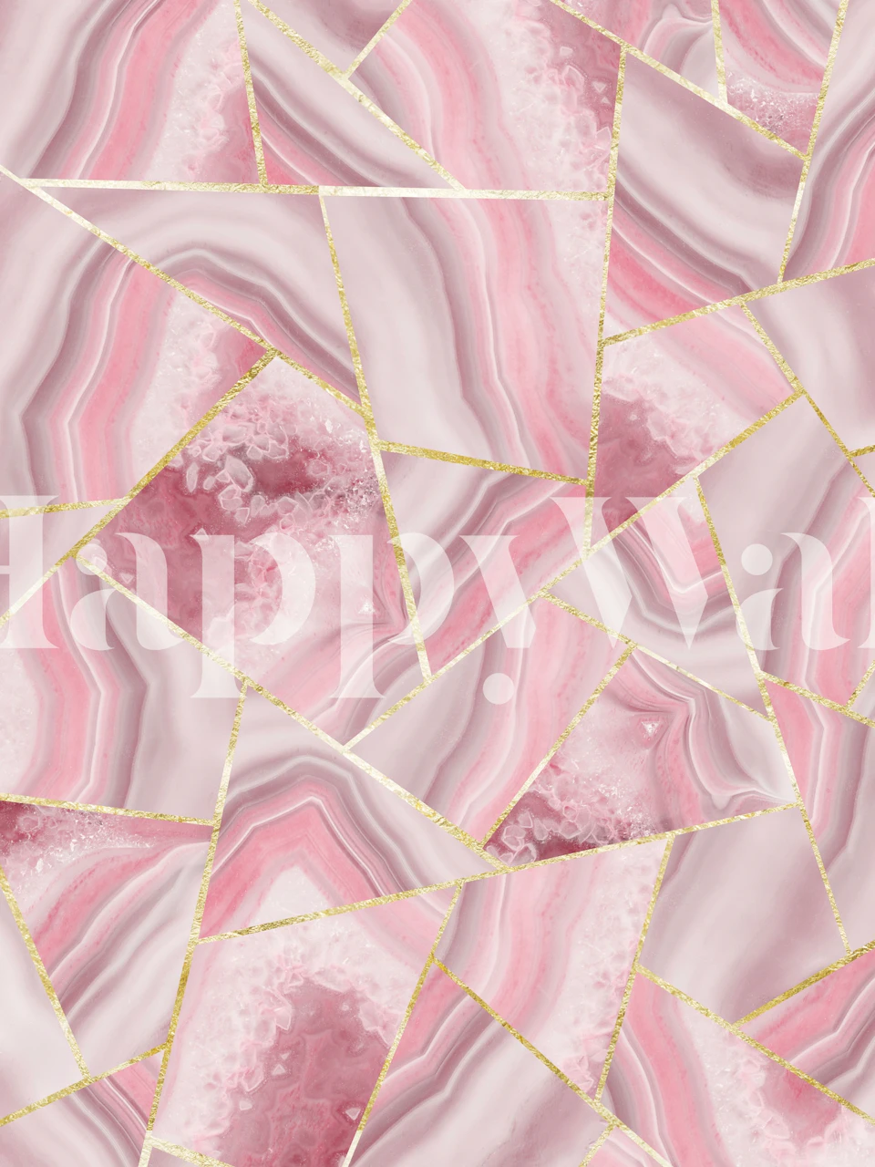 Blush Agate Gold geometriskt tapet i ett rum