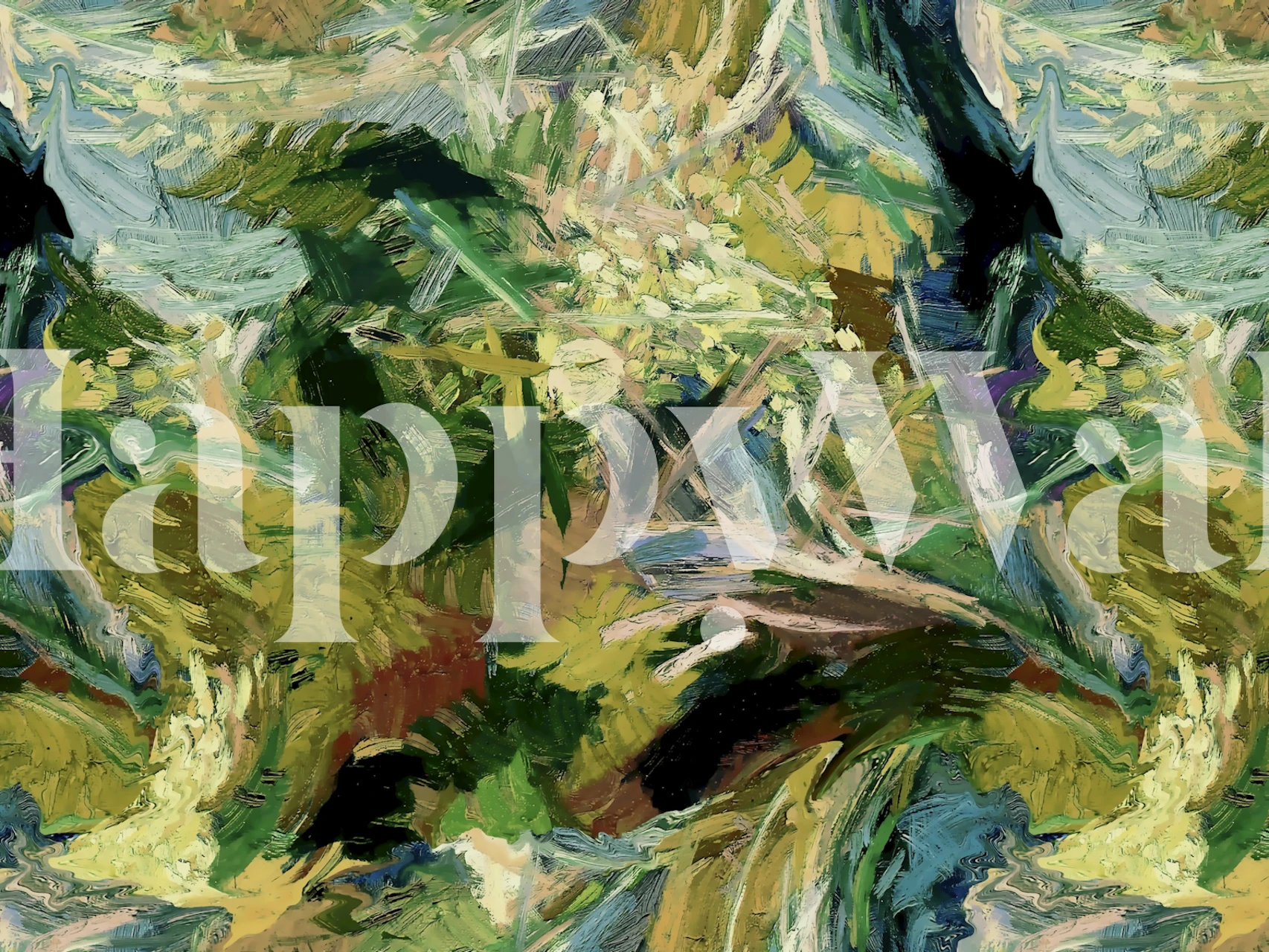 Ausdrucksstarkes Waldwandgemälde im Ölgemälde-Stil mit lebendigen Pinselstrichen