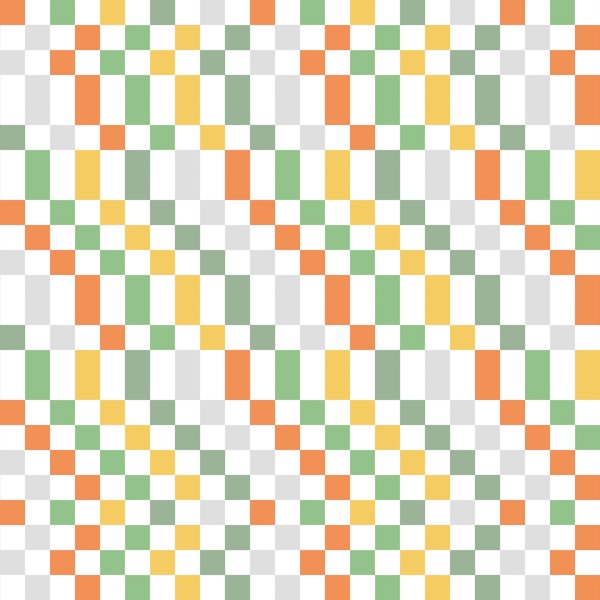 Geometric Checker Modern Green Orange