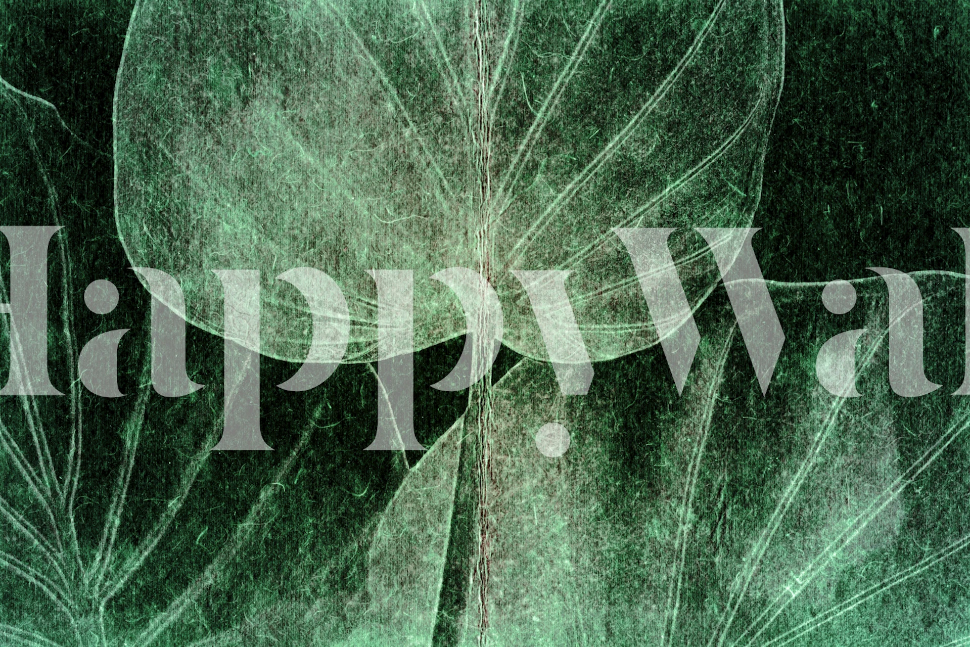 Papel de parede Green Japandi Leaf Grunge em um quarto