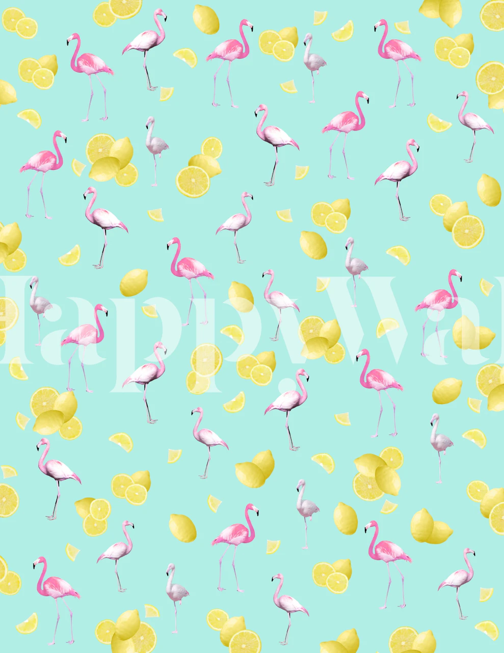Tapeta Flamingo Lemon Twist Summer w pokoju