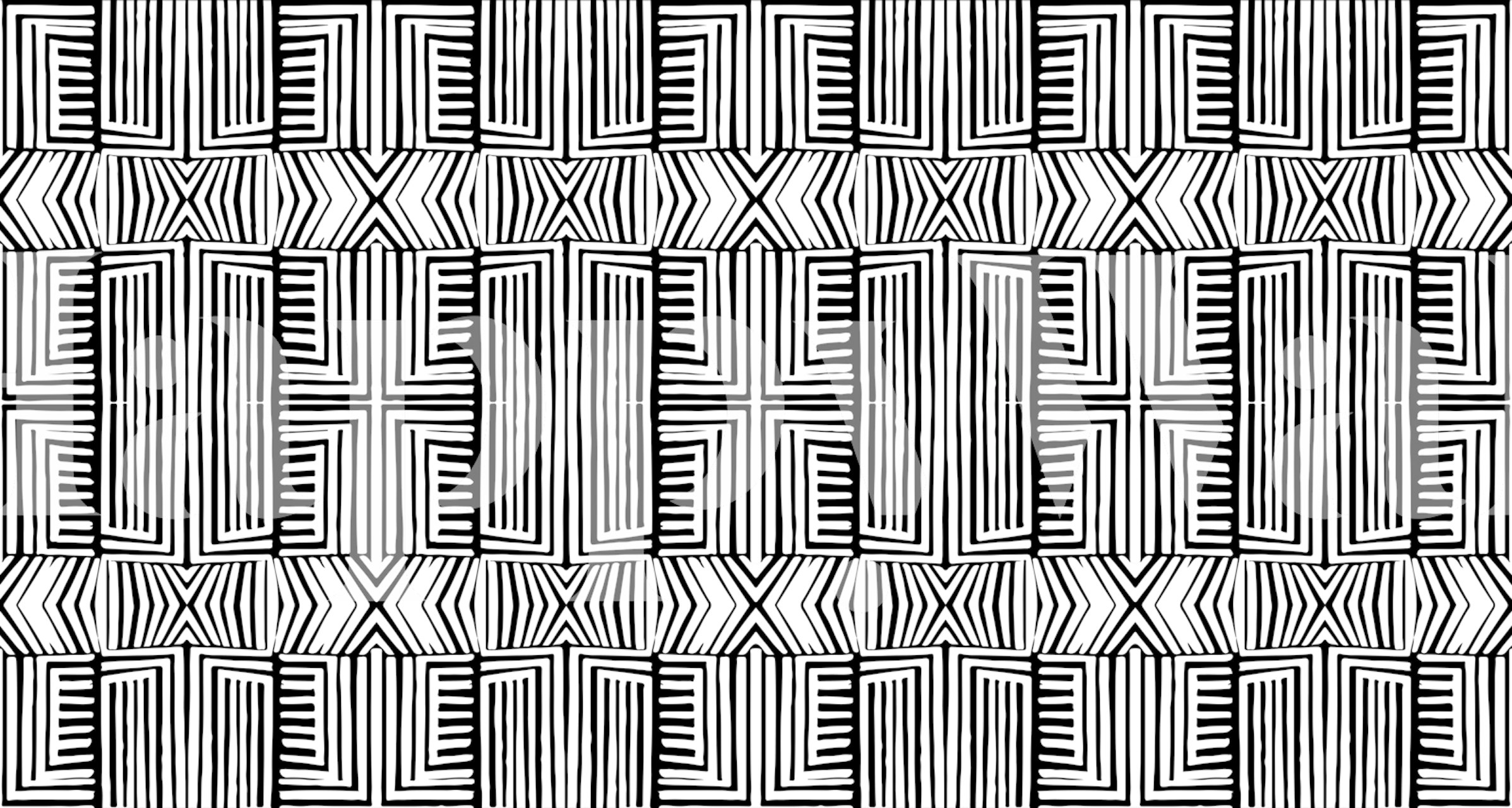 Black and white geometric patterns on wallpaper