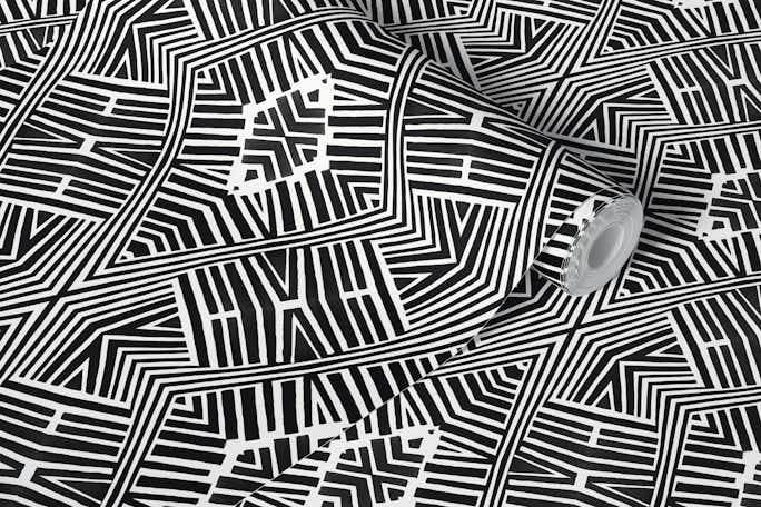 Black And White African Inspired Art IIIwallpaper roll