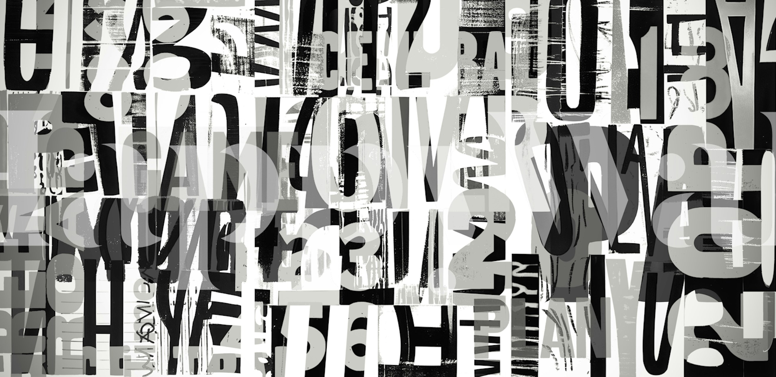 Grunge Typo Street Art Papier peint en niveaux de gris avec typographie et textures abstraites