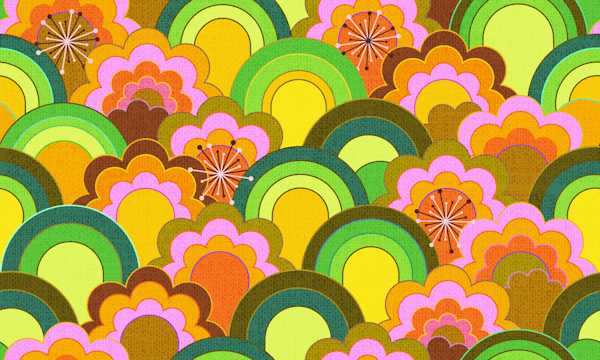 70s rainbow flowers textured small