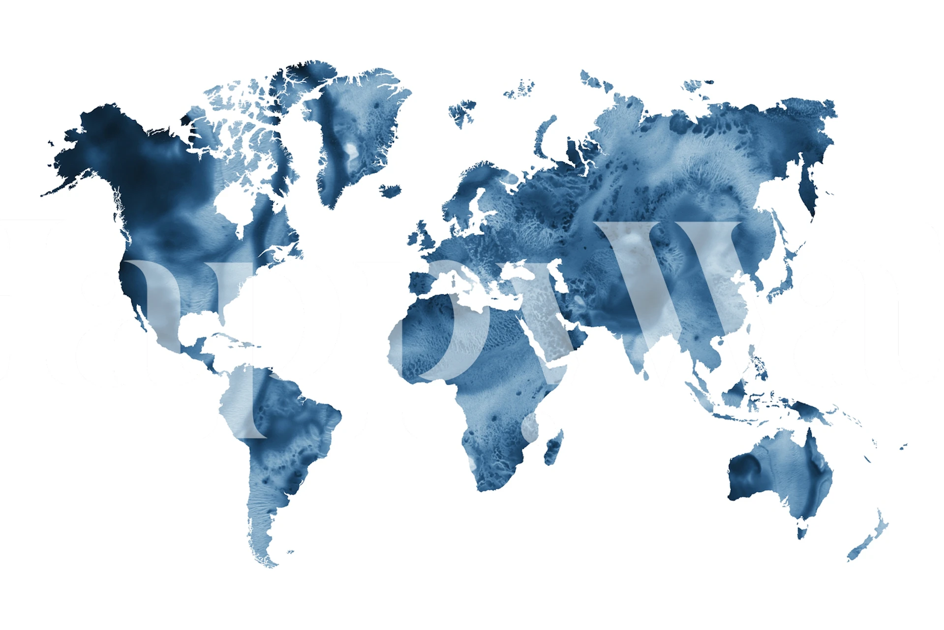 Fotomural mapamundi en acuarela en tonos azules