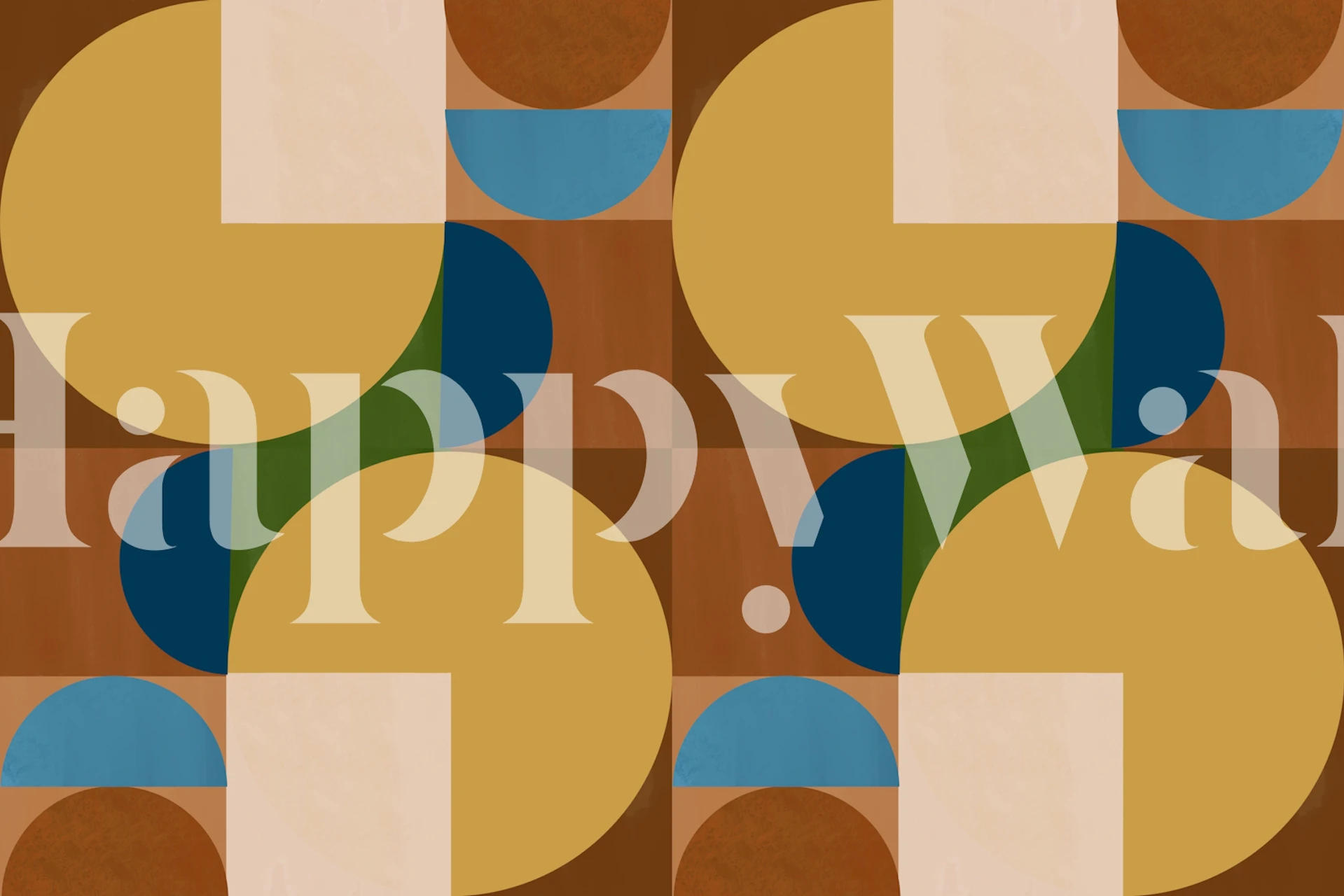 M-C Geo No 05 veggmaleri med overlappende geometriske former i jordfarger