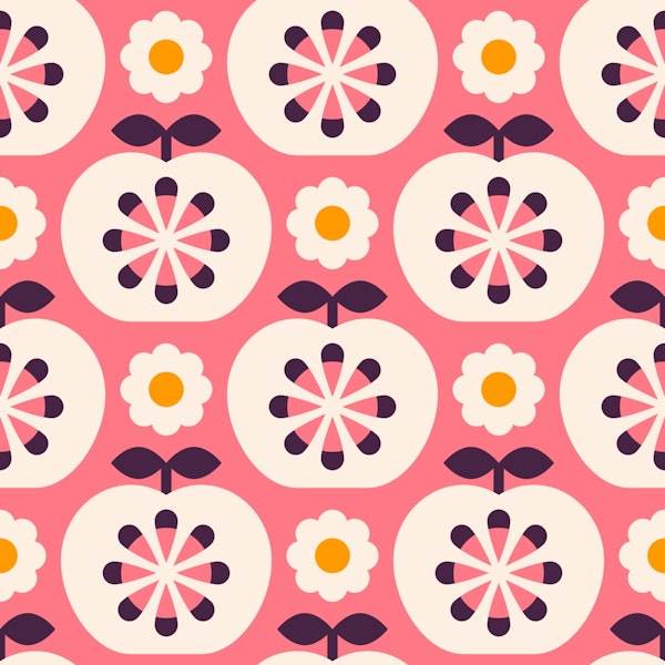 2800 B - retro apples, pink