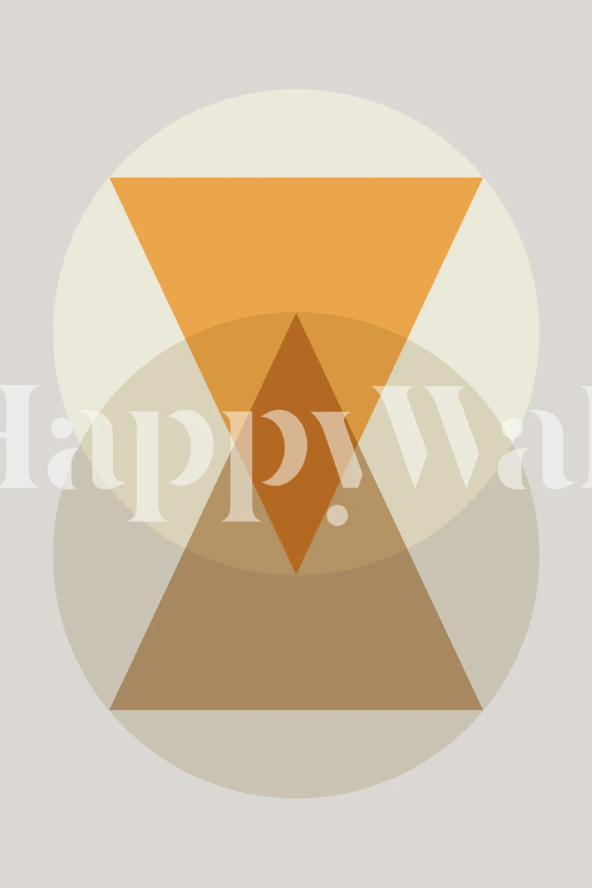 Geometric orange and beige circles and triangles wallpaper