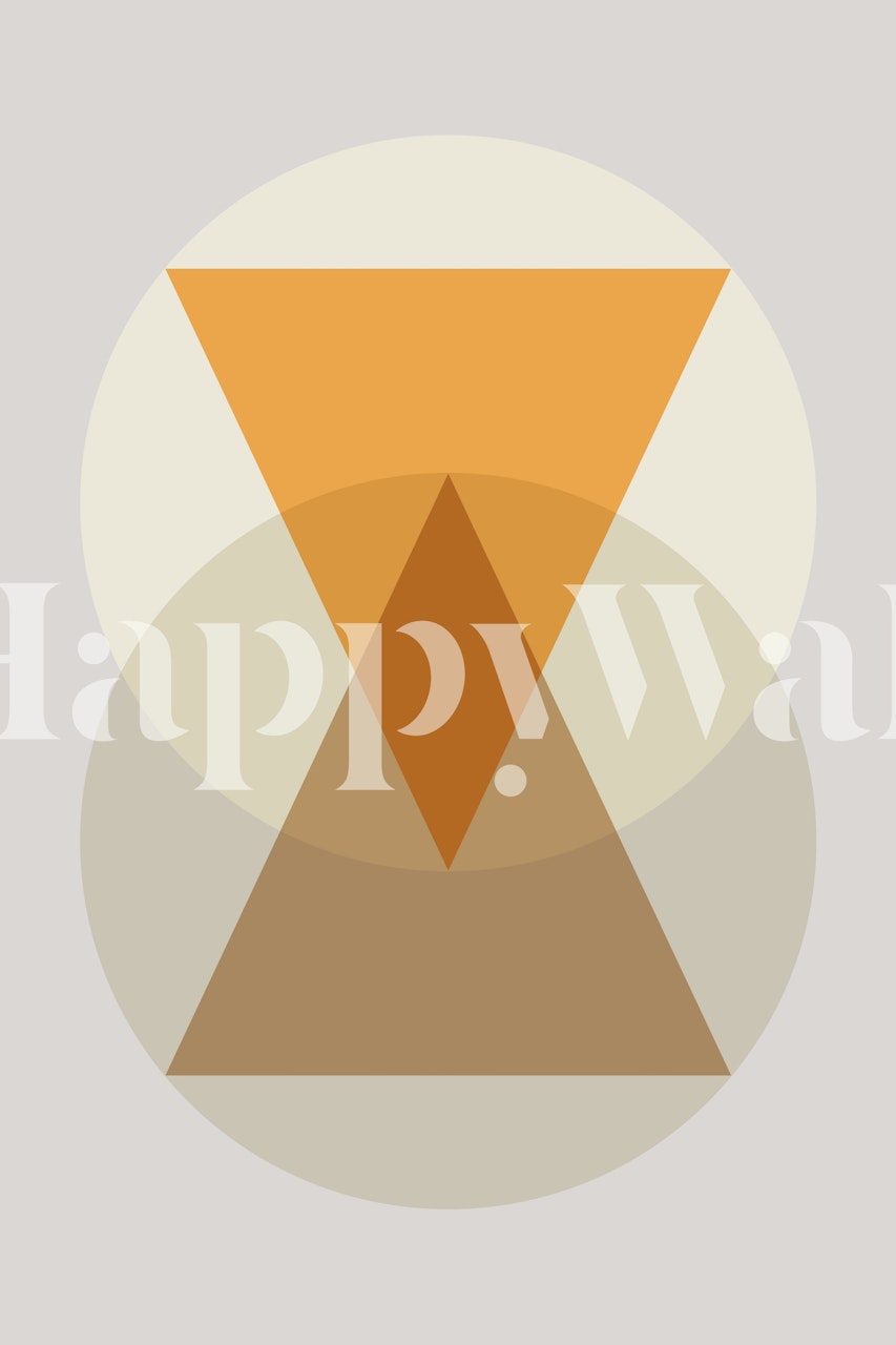 Geometric orange and beige circles and triangles wallpaper
